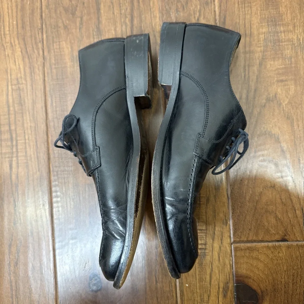 Mercanti Florentini Leather Oxford Dress Shoes Men 8.5M Black Made in Italy Lace